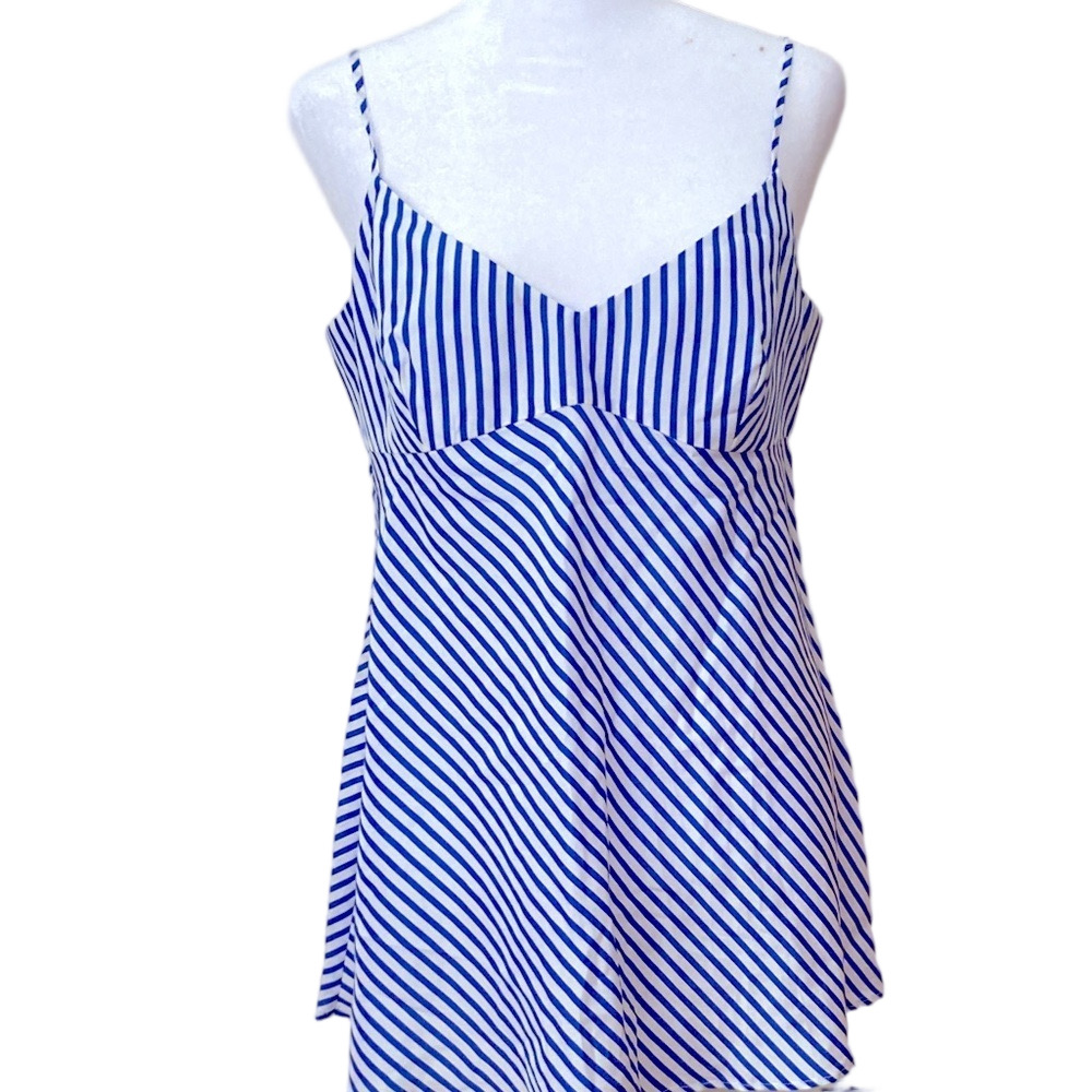 Socapri Blue White Striped Silk Cotton Camisole Small